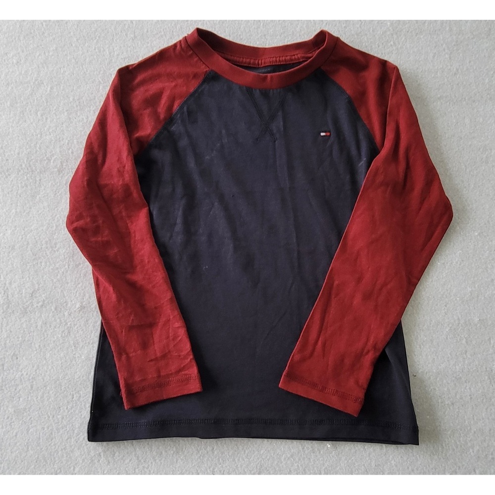 Tommy Hilfiger Boys Long‎ Sleeve Shirt Size 5 Color Navy Blue And Wine Red NWT